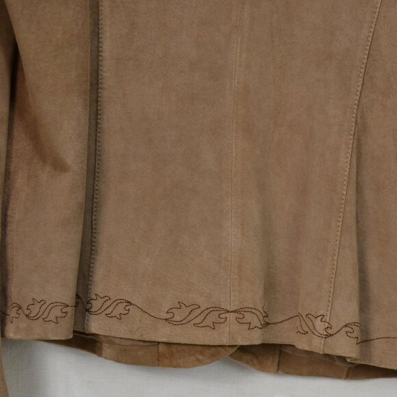 Y2K 100% leather Blazer Jacket with Embroidery office core Academic - Picture 7 of 10